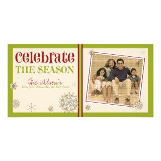 Celebrate the Season Snowflake Holiday  03 Photo Greeting Card