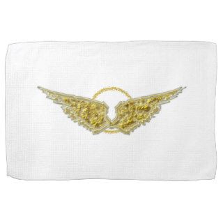 Golden wings with halo kitchen towels