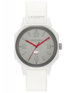 Lacoste Watch, Mens 80th Anniversary White Silicone Strap 42mm 2010689   Watches   Jewelry & Watches