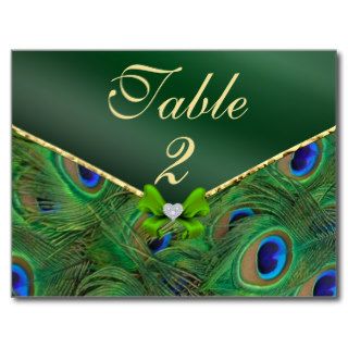 Emerald Green Peacock Table Number Card Postcards