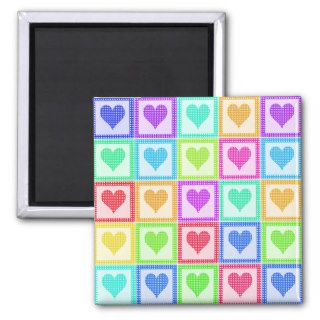 Rainbow Heart Quilt Pattern Refrigerator Magnet