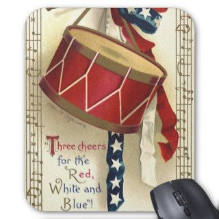 Vintage Patriotic, Drums with Musical Notes Mouse Pad
