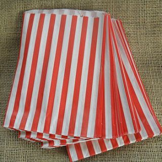 100 red striped paper candy sweet bags by yatris home and gift