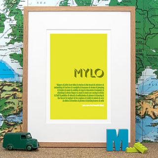 personalised favourite things print by wordplay design