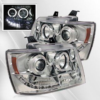 Chevy Suburban 1500/2500 07 08 09, Tahoe 07 09, Avalanche 07 09 Projector Headlights /w Halo/Angel Eyes ~ pair set (Chome) Automotive