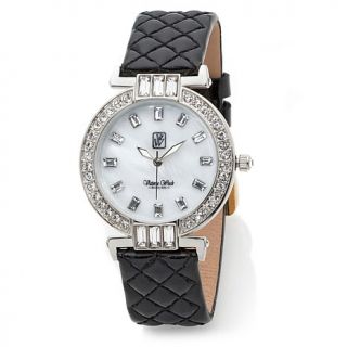 Victoria Wieck Ladies' Crystal Round and Baguette Quilted Strap Watch