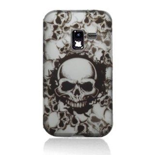 Aimo Wireless SAMR920PCLMT237 Durable Rubberized Image Case for Samsung Galaxy Attain 4G R920   Retail Packaging   White Skulls Cell Phones & Accessories
