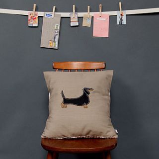 embroidered cushion dachshund by poppy treffry