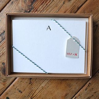edged personalised initial writing set by wolf & ink