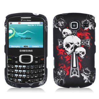 Aimo Wireless SAMR390PCLMT236 Durable Rubberized Image Case for Samsung Freeform 4/Comment 2 R390   Retail Packaging   Cross Skull Cell Phones & Accessories