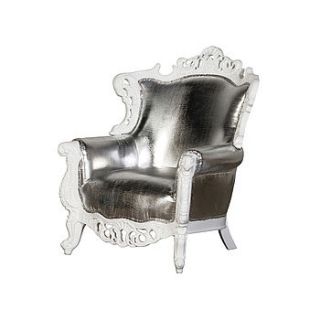 large white and silver throne armchair by out there interiors