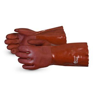 Superior R236 Cheminator Premium PVC/Nitrile Blend Fleece Lined Glove with Supported Gauntlet, Work, Chemical Resistant, 14" Length, Red (Pack of 1 Dozen) Chemical Resistant Safety Gloves