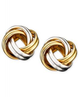 14k Gold Earrings, Two Tone Stud Love Knot   Earrings   Jewelry & Watches