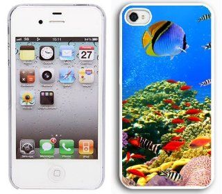 Apple iPhone 4 4S 4G White 4W235 Hard Back Case Cover Color Coral Colony on a Reef in Ocean Cell Phones & Accessories
