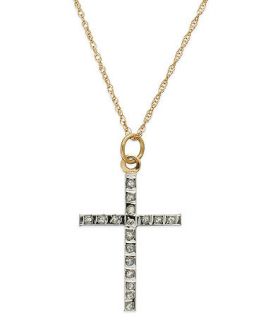 14k Gold Necklace, Diamond Accent Cross Pendant   Necklaces   Jewelry & Watches
