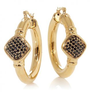 Bellezza "Sogni d'oro".84ct Black CZ Bronze Electroform Pavé Hoop Earrin