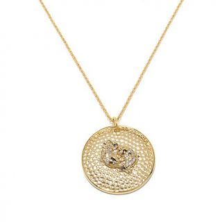 Daniela Swaebe Fashion Jewelry Round Zodiac Goldtone CZ Pendant with Two 18" Ne