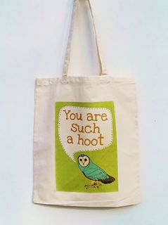 'you are such a hoot' tote bag by felt mountain studios