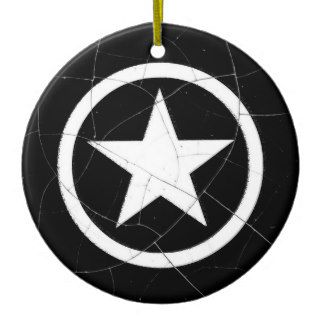 Crackled Black and White Army Star Ornaments
