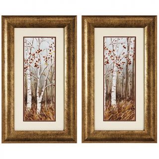 White Birches I/II Set of 2 Framed Prints 17" X 29"