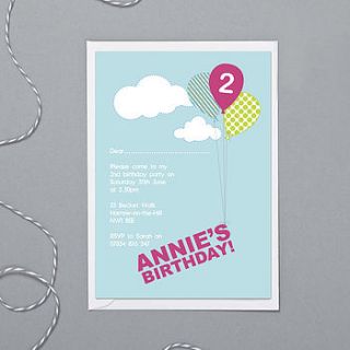 personalised balloon invitations by bonnie blackbird