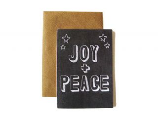 'joy and peace' chalkboard card by scissor monkeys