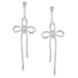 18k White Gold Diamond Ribbon Drop Earrings (G H, VS1 VS2) Diamond Earrings