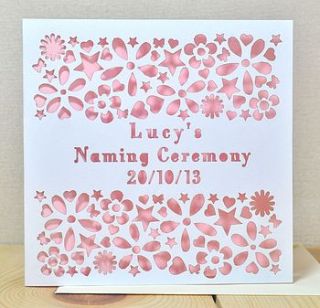 personalised naming/christening day card by sweet pea design