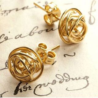 gold nest stud earrings by otis jaxon silver and gold jewellery