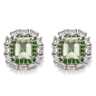 Sima K 15.25ct Green Amethyst and Gemstone Sterling Silver Earrings