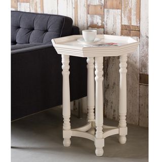 White Spool Leg Octagon End Table Coffee, Sofa & End Tables