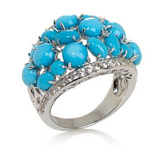 Heritage Gems Sleeping Beauty Turquoise and White Topaz Sterling Silver Cluster