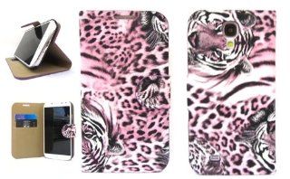 HaniCase (TM) Purple PU Leather Tiger Leopard Fold Card Case Cover For Samsung Galaxy S4 i9500 Cell Phones & Accessories
