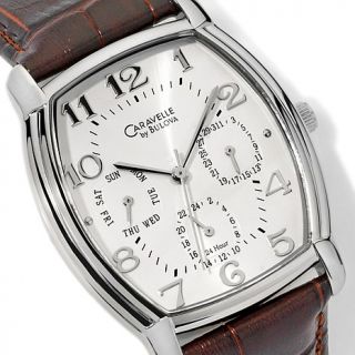 Caravelle Bulova Men's Tonneau Case Leather Strap Watch