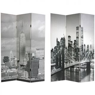 Oriental Furniture 6 Foot Double Sided New York Scenes Room Divider   3 Panel