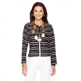 MarlaWynne Woven Striped Road Map Jacket