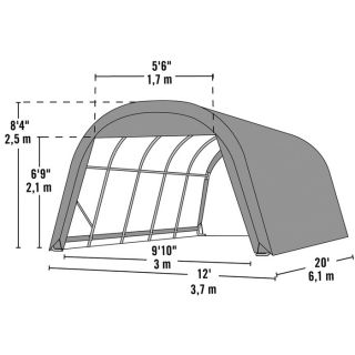 ShelterLogic 12-Ft.W Round-Style Instant Garage — 20ft.L x 12ft.W x 8ft.H, 1 5/8in. Frame, Green, Model# 71342  Round Style Instant Garages