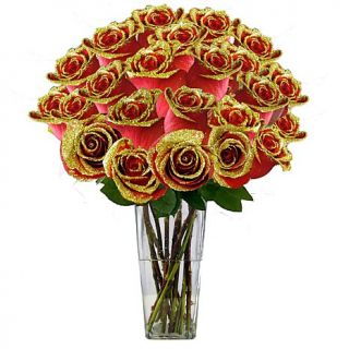 Ultimate Rose Two Dozen Red Glitter Roses with Vase