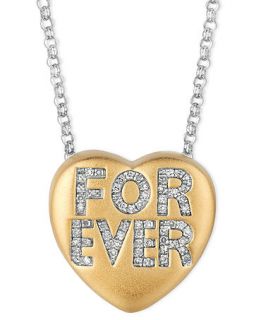 Sweethearts Diamond Necklace, 14k Gold over Sterling Silver Diamond Forever Heart Pendant (1/6 ct. t.w.)   Necklaces   Jewelry & Watches