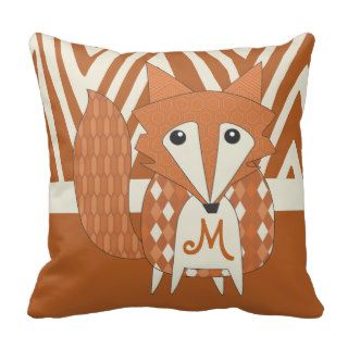 Monogramed Stylized Fox Pillow