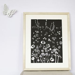 hand printed english meadow linocut  by dollybird prints