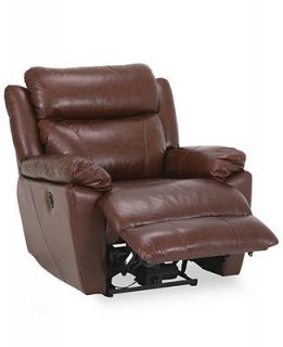 Kurt Leather Seating with Vinyl Sides & Back Power Recliner Chair, 39W x 40D x 40H   Furniture