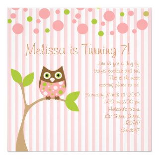 Pink Baby Owl Invitations