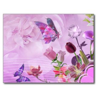 Abstract Colorful Pink Purple Cute Butterfly Post Card