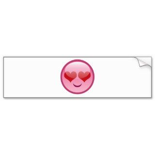 pink emoticon with heart eyes bumper stickers