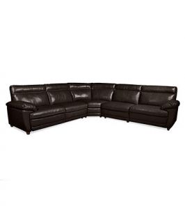 Carmelo Carmelo Leather Sectional Sofa, Power Motion Reclining 5 Piece (3 Power Motion Recliners), 123W x 123D x 38H   Furniture