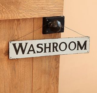 vintage style 'washroom' tin sign by dibor