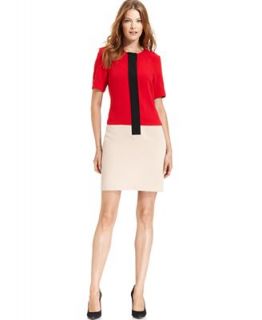 Calvin Klein Dress, Short Sleeve Colorblock Shift   Dresses   Women