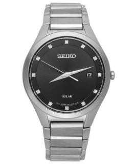 Seiko Watch, Mens Solar Stainless Steel Bracelet 38mm SNE215   Watches   Jewelry & Watches