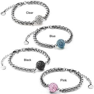 Stainless Steel Colored Crystal encrusted Sphere Bracelet West Coast Jewelry Crystal, Glass & Bead Bracelets